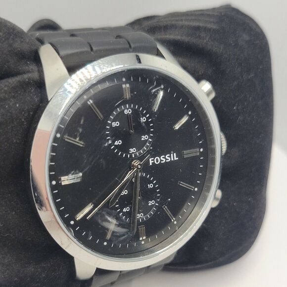 Fossil Townsman FS4866 Men's Black Silicone Analog Dial Quartz Wrist Watch DE495 - Picture 3 of 10